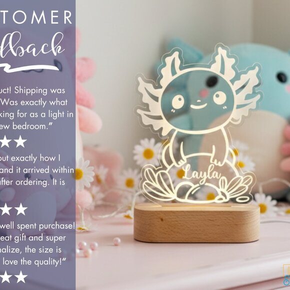 Personalized Axolotl Night Light – Custom LED Lamp for Kids - Picture 7 of 8